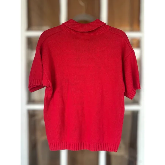 Vintage The Import Workshop Women's Medium Red V-Neck Knit Sweater Grandmacore - Picture 2 of 12